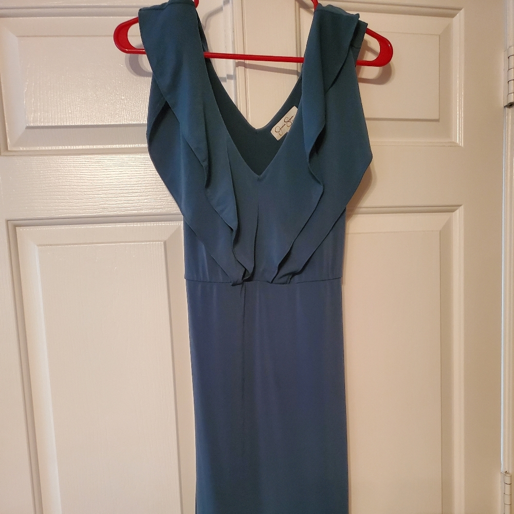 Dark Teal V Neck Dress